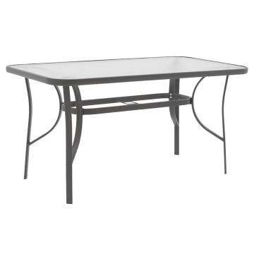 Masa Ensure sticla securizata, Gri inchis - Antracit, 140x80x70 cm