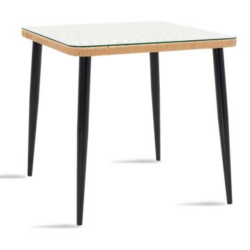 Masă Naoki metal geam Gri 80x80x78cm