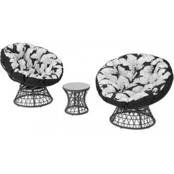 Set 2 fotolii rotative si masuta CORAL negru mix negru alb Set 2 fotolii rotative si masuta CORAL negru mix negru alb