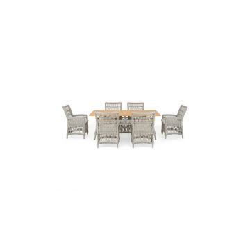 Set 6 scaune si masa dreptunghiulara MACKINAC  gri cu natur gri