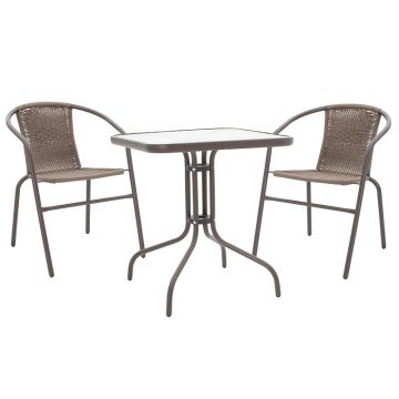 Set de gradina 3 piese Watson-Obbi, Maro - Gri inchis, 70x70x70 cm