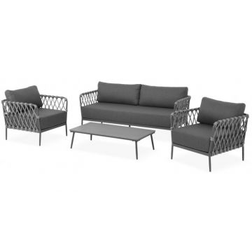 Set mobilier gradina, 2 fotolii, canapea si masuta MARRAKESH  gri cu antracit