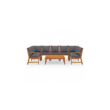 Set mobilier gradina cu perne, 9 piese, lemn masiv de acacia