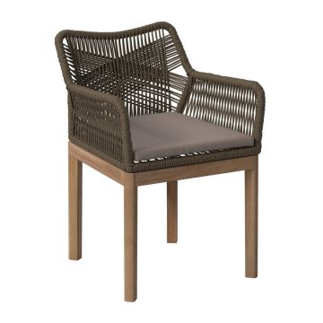 Fotoliu Pentru Grădină in lemn, metal, plastic, textil gri deschis, culoare lemn tec