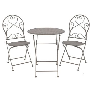 Set de 3 buc masa si scaune de gradina Walen metal bronz 60x60x70 cm