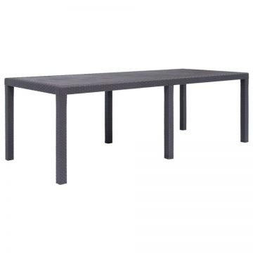 Masă de grădină, maro, 220x90x72 cm , plastic, aspect ratan