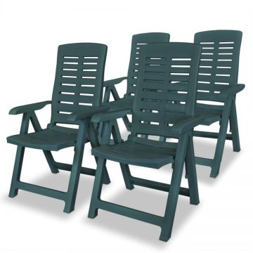 Scaune grădină rabatabile, 4 buc., verde, plastic