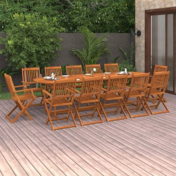 Set de masă pentru grădină, 13 piese, lemn masiv de acacia