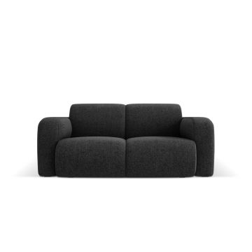 Canapea 2 locuri, Molino-140, Micadoni Home, 170x95x72 cm, tesatura chenille din poliester, negru