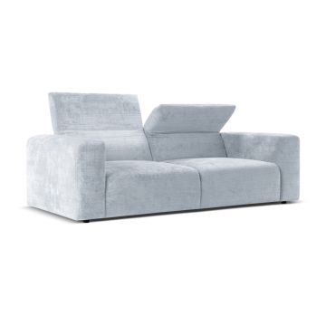 Canapea 3 locuri cu tetiera reglabila, Cruz-197, Micadoni Home, 234x103x74 cm, tesatura chenille Cremona, albastru pastel