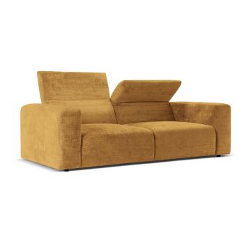 Canapea 3 locuri cu tetiera reglabila, Cruz-197, Micadoni Home, 234x103x74 cm, tesatura chenille Cremona, galben mustar