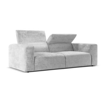 Canapea 3 locuri cu tetiera reglabila, Cruz-197, Micadoni Home, 234x103x74 cm, tesatura chenille Cremona, gri deschis