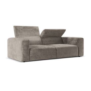 Canapea 3 locuri cu tetiera reglabila, Cruz-197, Micadoni Home, 234x103x74 cm, tesatura chenille Cremona, gri elefant