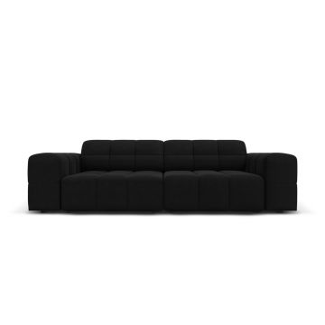 Canapea 3 locuri, Jennifer-51, Micadoni Home, 204x102x70 cm, catifea, negru