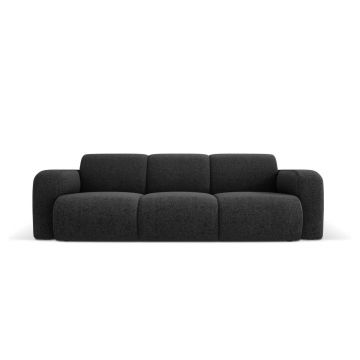 Canapea 3 locuri, Molino-140, Micadoni Home, 235x95x72 cm, tesatura chenille din poliester, negru