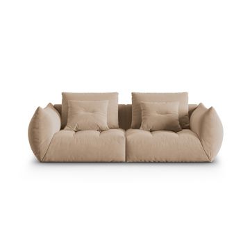 Canapea modulara 3 locuri, Bloom-184, Micadoni Home, 232x106x95 cm, catifea, bej sand