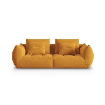 Canapea modulara 3 locuri, Bloom-184, Micadoni Home, 232x106x95 cm, catifea, galben