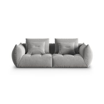 Canapea modulara 3 locuri, Bloom-184, Micadoni Home, 232x106x95 cm, catifea, gri