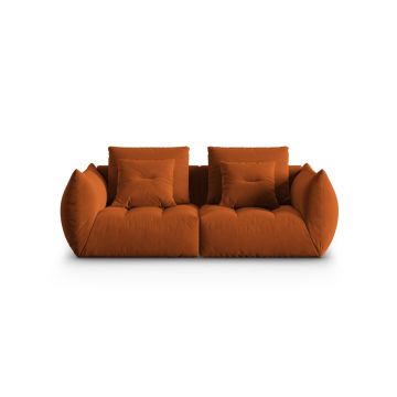 Canapea modulara 3 locuri, Bloom-184, Micadoni Home, 232x106x95 cm, catifea, teracota