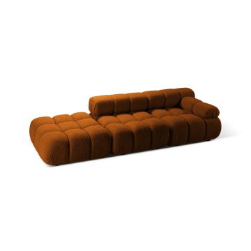 Canapea modulara 4 locuri cotiera dreapta, Bellis-213, Micadoni Home, 282x94x70 cm, tesatura boucle, caramiziu