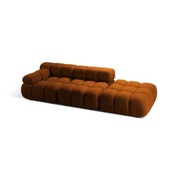 Canapea modulara 4 locuri cotiera stanga, Bellis-213, Micadoni Home, 282x94x70 cm, tesatura boucle, caramiziu