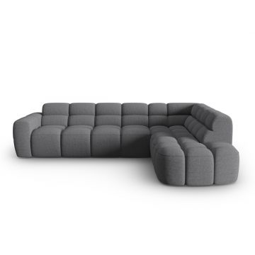 Coltar dreapta 5 locuri, Lisa-193, Micadoni Home, 293x234x77 cm, tesatura structurata, gri
