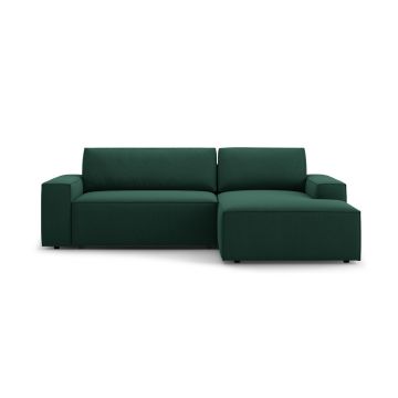 Coltar extensibil dreapta 3 locuri cu lada depozitare, Jodie-78, Micadoni Home, 246x151x86 cm, tesatura structurata, verde