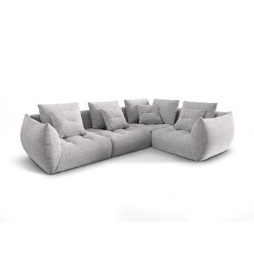 Coltar modular dreapta 3 locuri, Bloom-86, Micadoni Home, 316x216x95 cm, tesatura structurata, argintiu