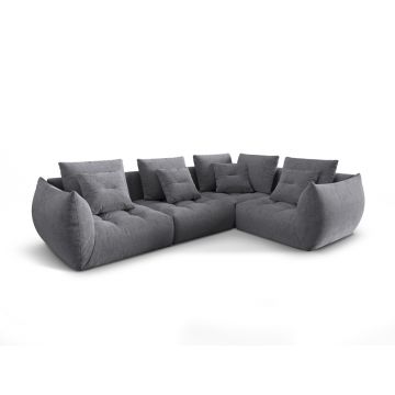 Coltar modular dreapta 3 locuri, Bloom-86, Micadoni Home, 316x216x95 cm, tesatura structurata, gri