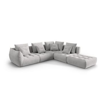 Coltar modular dreapta 4 locuri, Bloom-86, Micadoni Home, 316x310x95 cm, tesatura structurata, argintiu