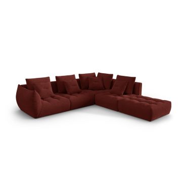 Coltar modular dreapta 4 locuri, Bloom-86, Micadoni Home, 316x310x95 cm, tesatura structurata, rosu