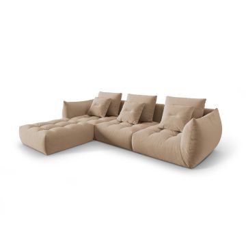 Coltar modular reversibil 2 locuri, Bloom-184, Micadoni Home, 332x216x95 cm, catifea, bej sand