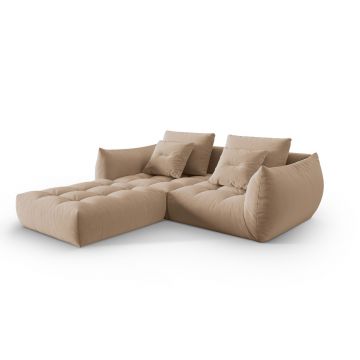 Coltar modular reversibil 3 locuri, Bloom-184, Micadoni Home, 232x216x95 cm, catifea, bej sand