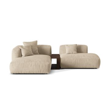 Coltar modular stanga 2 locuri, Martina-120, Micadoni Home, 285x176x75 cm, catifea, bej deschis