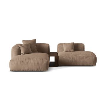 Coltar modular stanga 2 locuri, Martina-120, Micadoni Home, 285x176x75 cm, catifea, bej inchis