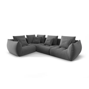Coltar modular stanga 3 locuri, Bloom-184, Micadoni Home, 316x216x95 cm, catifea, albastru pastel