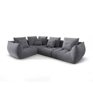 Coltar modular stanga 3 locuri, Bloom-86, Micadoni Home, 316x216x95 cm, tesatura structurata, gri
