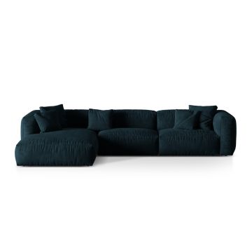 Coltar modular stanga 3 locuri, Martina-120, Micadoni Home, 332x176x75 cm, catifea, petrol inchis