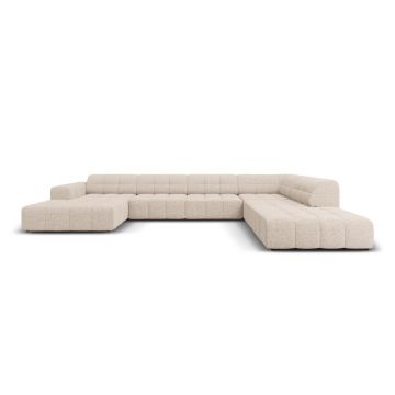 Coltar panoramic dreapta 7 locuri, Jennifer-140, Micadoni Home, 364x262x70 cm, tesatura chenille din poliester, bej