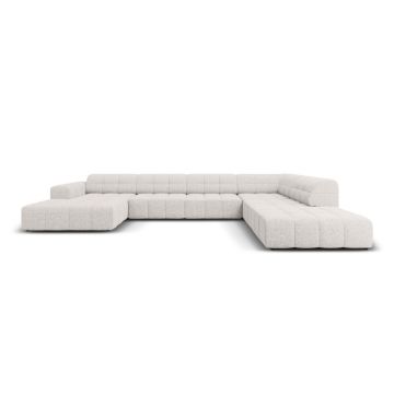 Coltar panoramic dreapta 7 locuri, Jennifer-140, Micadoni Home, 364x262x70 cm, tesatura chenille din poliester, gri deschis