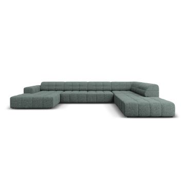 Coltar panoramic dreapta 7 locuri, Jennifer-140, Micadoni Home, 364x262x70 cm, tesatura chenille din poliester, petrol