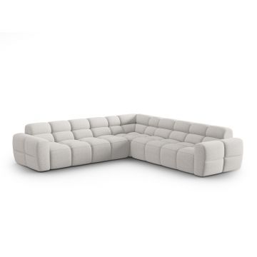 Coltar simetric 5 locuri, Lisa-193, Micadoni Home, 310x310x77 cm, tesatura structurata, gri deschis