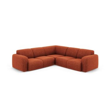 Coltar simetric 5 locuri, Molino-140, Micadoni Home, 252x252x75 cm, tesatura chenille din poliester, teracota