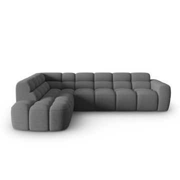 Coltar stanga 5 locuri, Lisa-193, Micadoni Home, 293x234x77 cm, tesatura structurata, gri