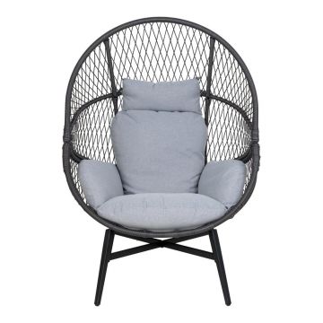 Fotoliu de grădină negru/gri din ratan artificial Rosario – House Nordic