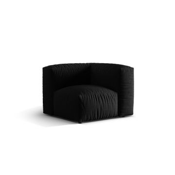 Modul pentru canapea, 1 loc, Martina-169, Micadoni Home, 100x100x75 cm, tesatura structurata catifelata, negru