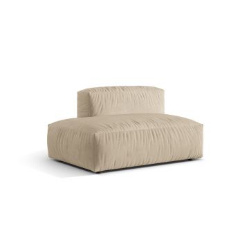 Modul stanga pentru canapea, 2 locuri, Martina-120, Micadoni Home, 133x106x75 cm, catifea, bej deschis