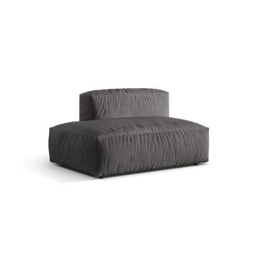 Modul stanga pentru canapea, 2 locuri, Martina-120, Micadoni Home, 133x106x75 cm, catifea, gri