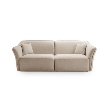Canapea 3 locuri, Hailey, Micadoni Home, 206x102x79 cm, tesatura boucle, bej inchis