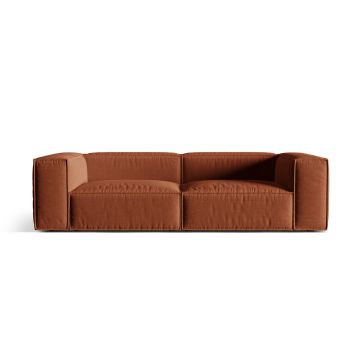 Canapea 4 locuri, Nuria-215, Micadoni Home, 250x110x72 cm, tesatura structurata chenille, caramiziu